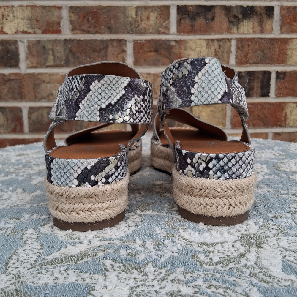 Sarto by Franco Sarto Snakeskin Espadrille Sandals Sz 8 Platform Braided Sole - Picture 5 of 14